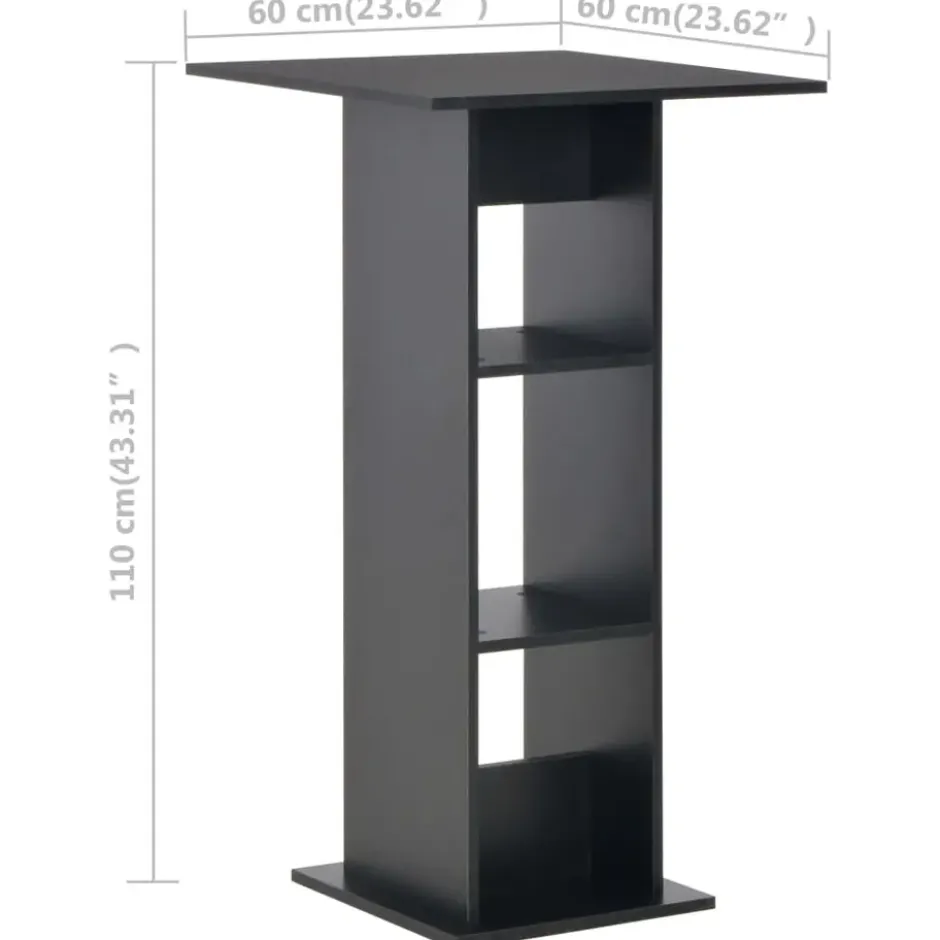 vidaXL - Bartafel - Zwart - Bewerkt hout