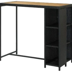 vidaXL - Bartafel - Zwart - Poly rattan