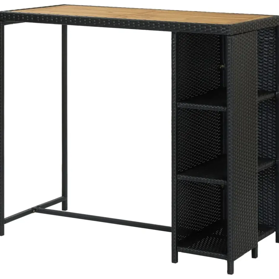 vidaXL - Bartafel - Zwart - Poly rattan