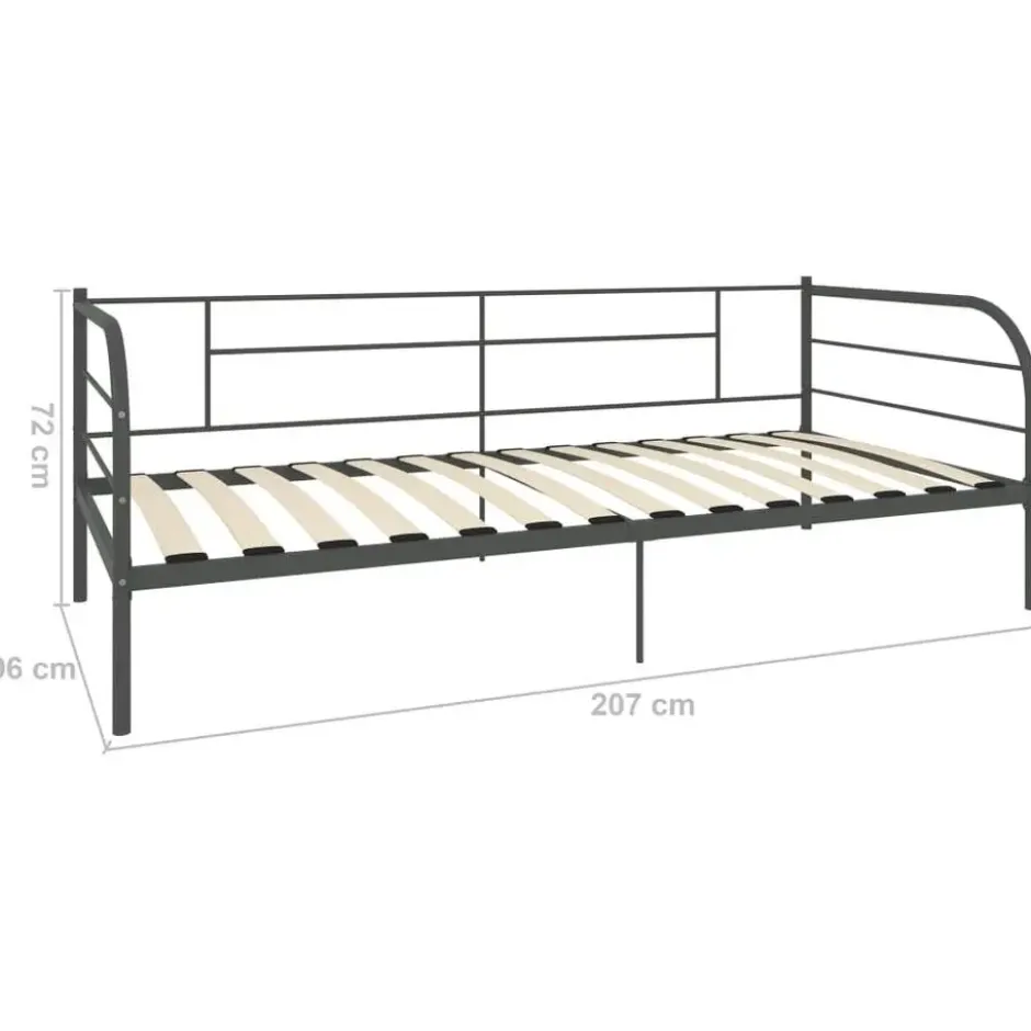 vidaXL - Bedbank - Grijs - Metaal - 90x200 cm