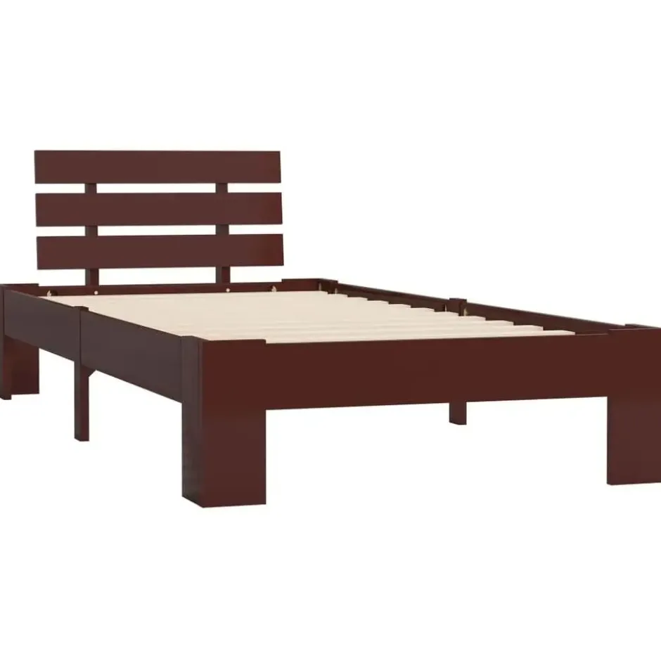 vidaXL - Bed frame - Donkerbruin - Grenenhout - 90x200 cm