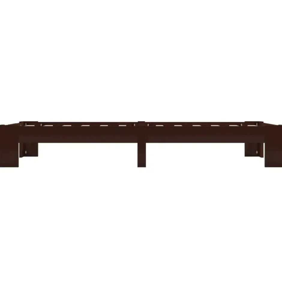 vidaXL - Bed frame - Donkerbruin - Massief grenenhout - 90x200 cm
