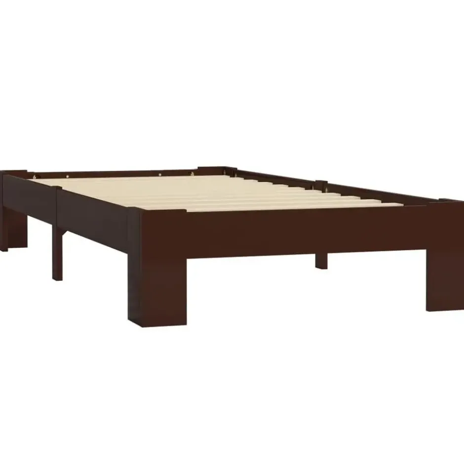 vidaXL - Bed frame - Donkerbruin - Massief grenenhout - 90x200 cm