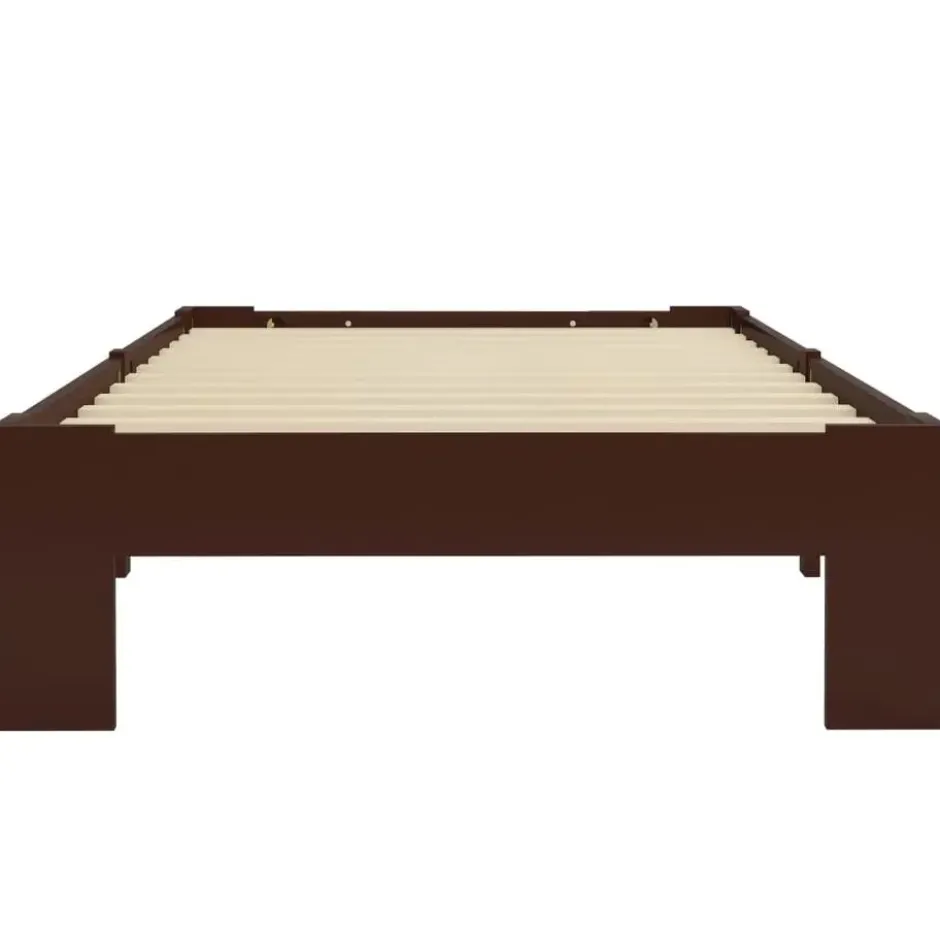 vidaXL - Bed frame - Donkerbruin - Massief grenenhout - 90x200 cm