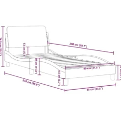 vidaXL - Bed frame Dover met hoofdbord - Donkergrijs - Stof - 80x200 cm