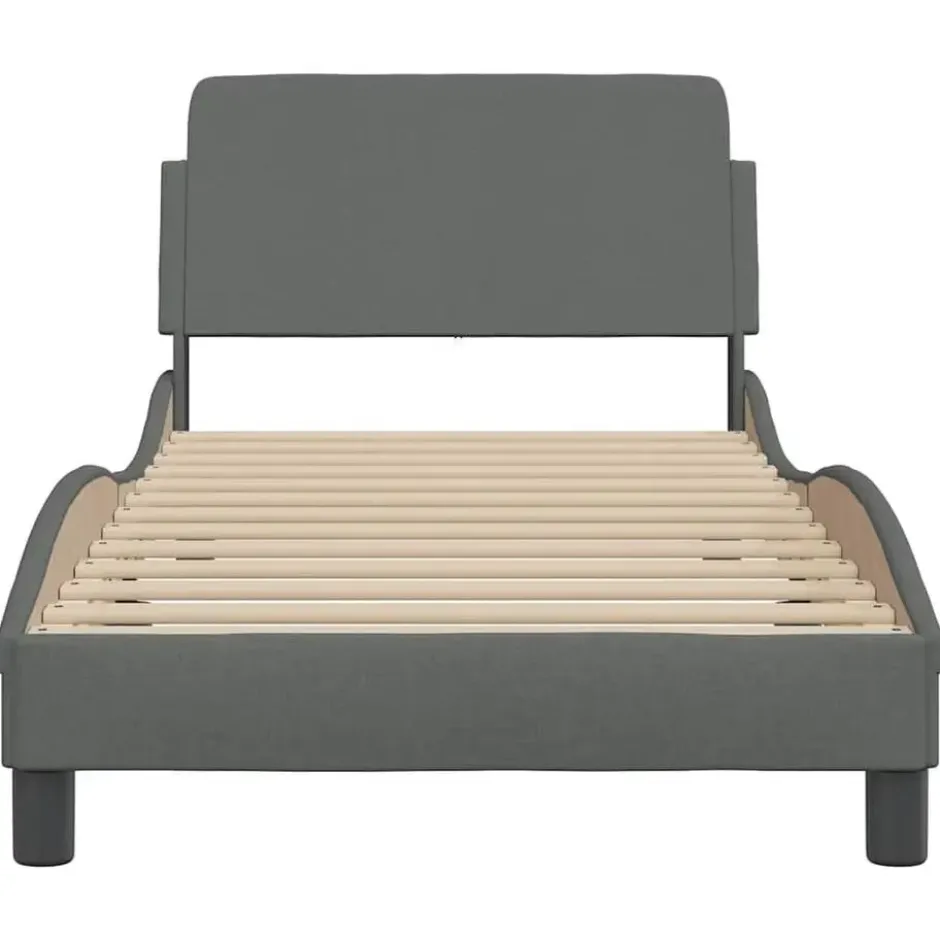 vidaXL - Bed frame Dover met hoofdbord - Donkergrijs - Stof - 80x200 cm