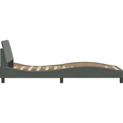 vidaXL - Bed frame Dover met hoofdbord - Donkergrijs - Stof - 80x200 cm