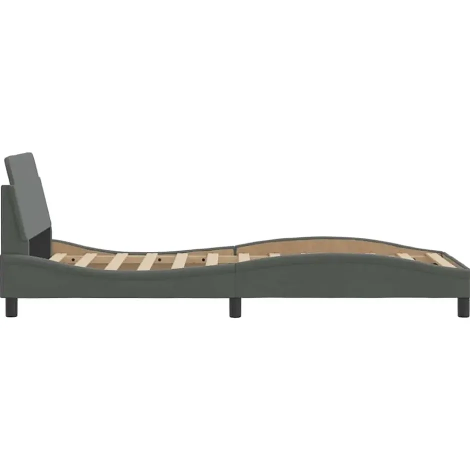 vidaXL - Bed frame Dover met hoofdbord - Donkergrijs - Stof - 80x200 cm