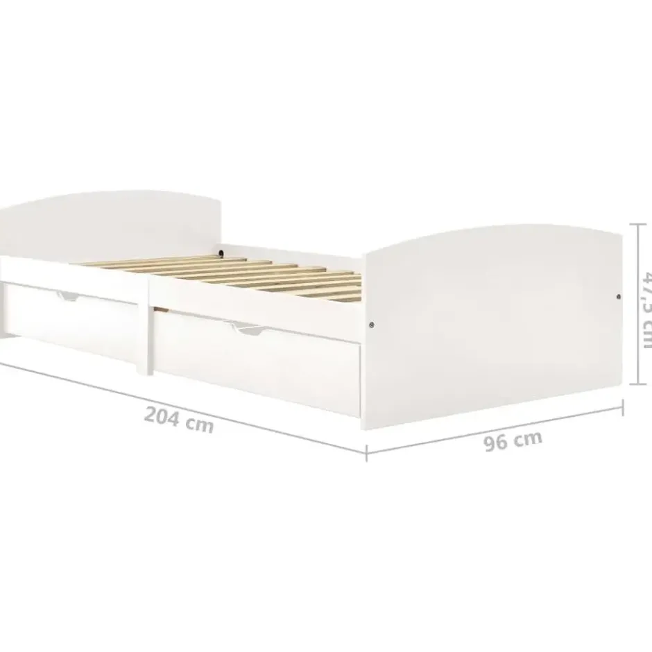 vidaXL - Bed frame incl. lades - Wit - Massief grenenhout - 90x200 cm