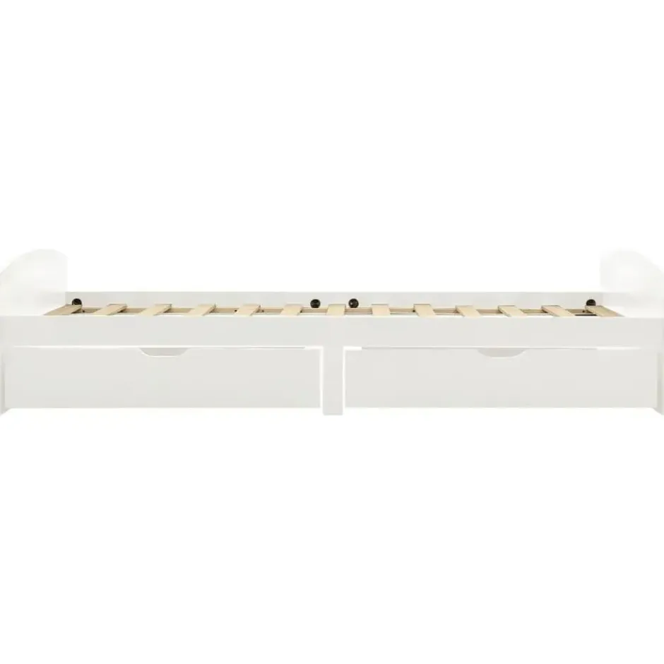 vidaXL - Bed frame incl. lades - Wit - Massief grenenhout - 90x200 cm