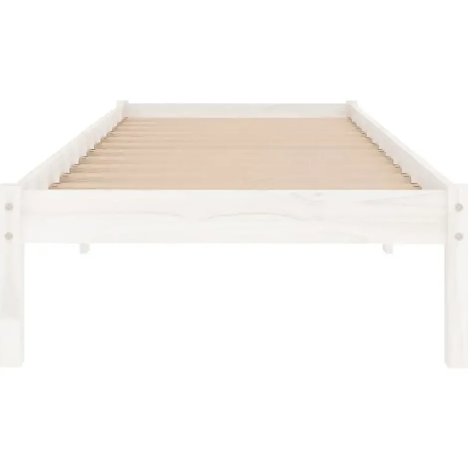 vidaXL - Bed frame massief met lattenbodem - Wit - Hout - 90x190 cm