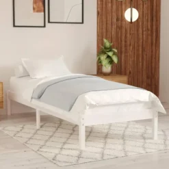 vidaXL - Bed frame massief met lattenbodem - Wit - Hout - 90x190 cm