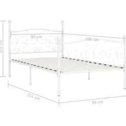 vidaXL - Bed frame met artistiek hoofdeinde - Wit - Metaal - 90x200 cm