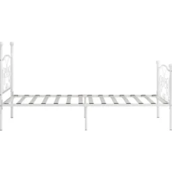 vidaXL - Bed frame met artistiek hoofdeinde - Wit - Metaal - 90x200 cm
