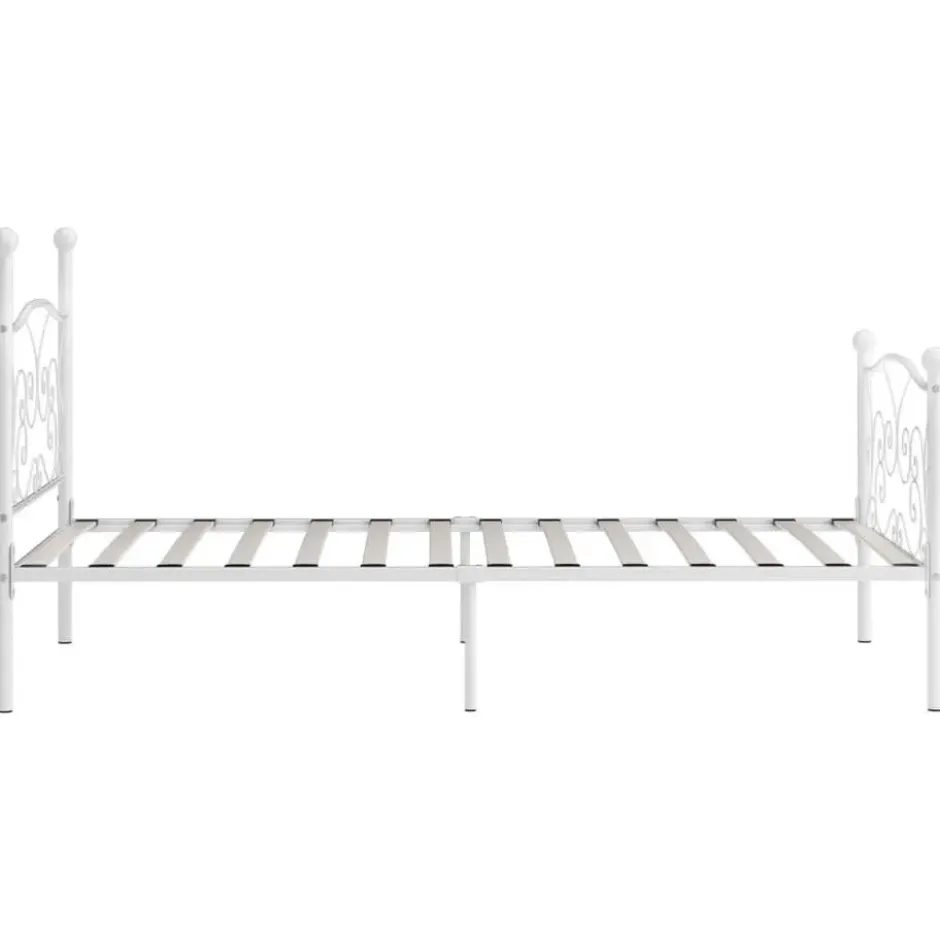 vidaXL - Bed frame met artistiek hoofdeinde - Wit - Metaal - 90x200 cm