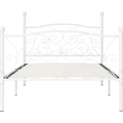 vidaXL - Bed frame met artistiek hoofdeinde - Wit - Metaal - 90x200 cm