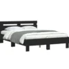 vidaXL - Bed frame met hoofdbord - Zwart - Bewerkt hout - 120x200 cm