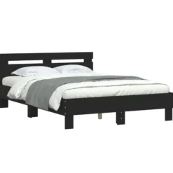 vidaXL - Bed frame met hoofdbord - Zwart - Bewerkt hout - 120x200 cm