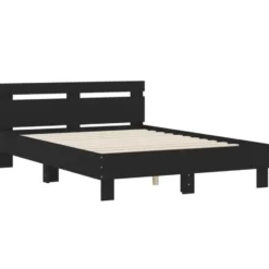 vidaXL - Bed frame met hoofdbord - Zwart - Bewerkt hout - 120x200 cm