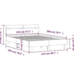 vidaXL - Bed frame met hoofdbord - Zwart - Bewerkt hout - 120x200 cm