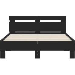 vidaXL - Bed frame met hoofdbord - Zwart - Bewerkt hout - 120x200 cm