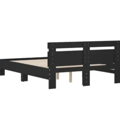 vidaXL - Bed frame met hoofdbord - Zwart - Bewerkt hout - 120x200 cm