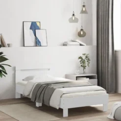 vidaXL - Bed frame met hoofdbord - Wit - Bewerkt hout - 100x200 cm
