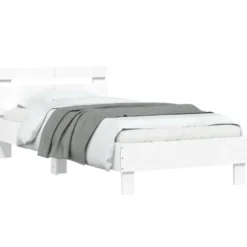 vidaXL - Bed frame met hoofdbord - Wit - Bewerkt hout - 100x200 cm