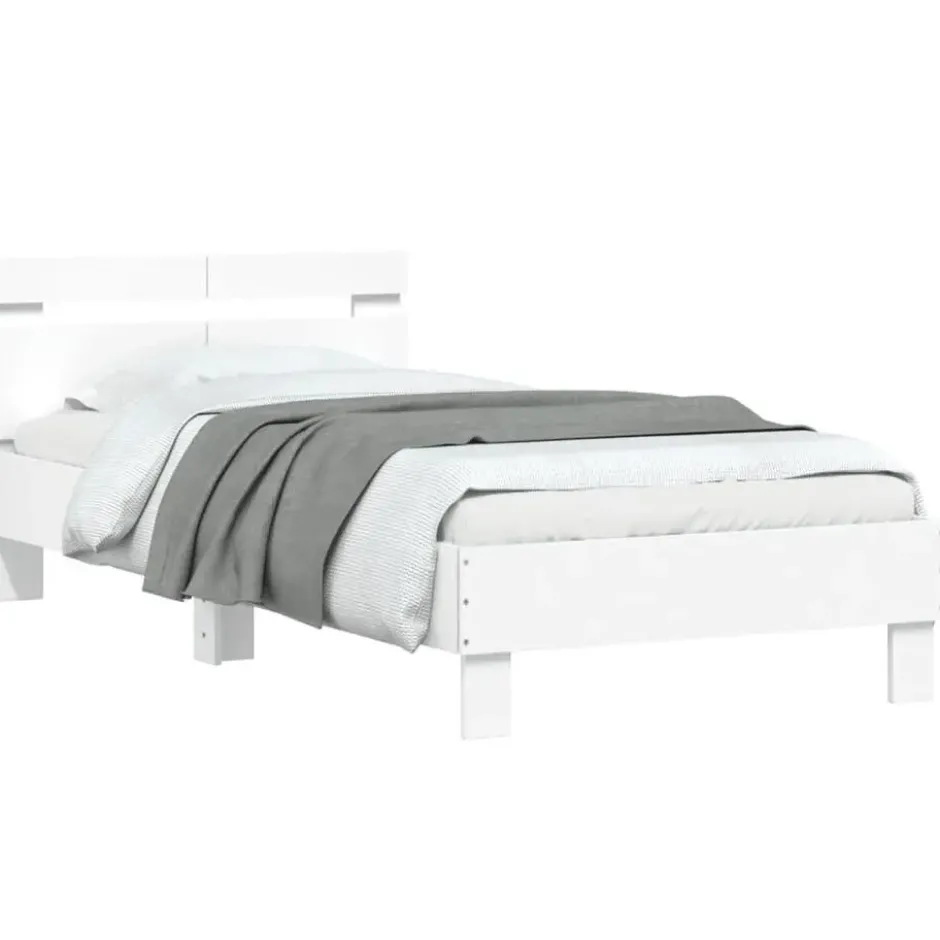 vidaXL - Bed frame met hoofdbord - Wit - Bewerkt hout - 100x200 cm
