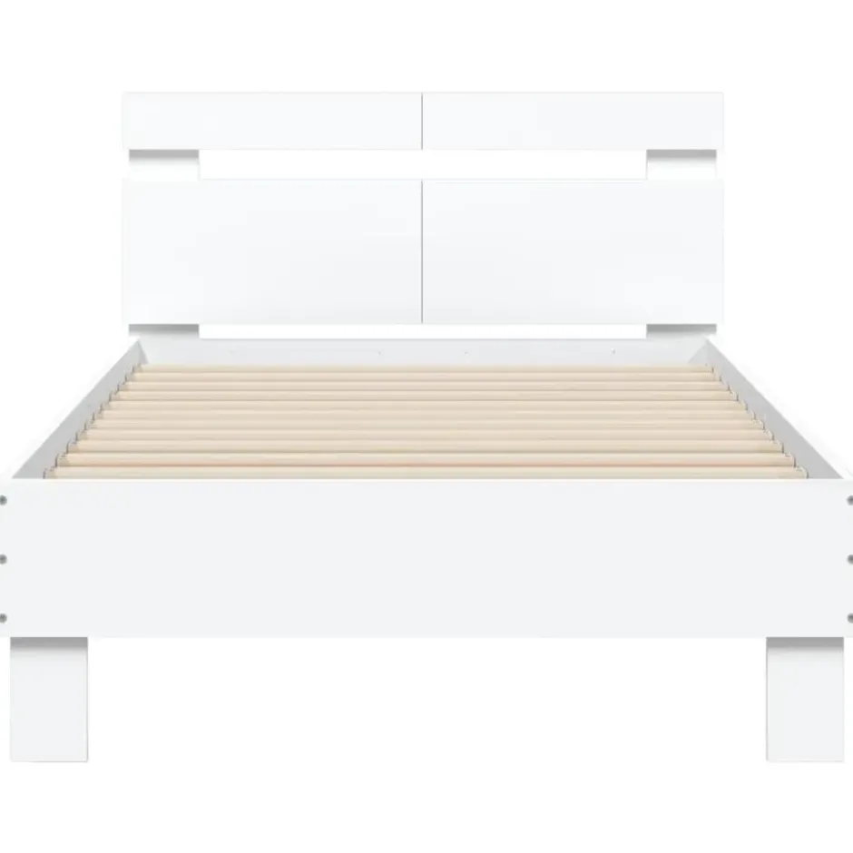 vidaXL - Bed frame met hoofdbord - Wit - Bewerkt hout - 100x200 cm