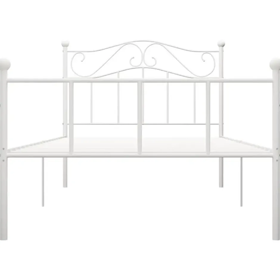 vidaXL - Bed frame met hoofdbord - Wit - Metaal - 100x200 cm