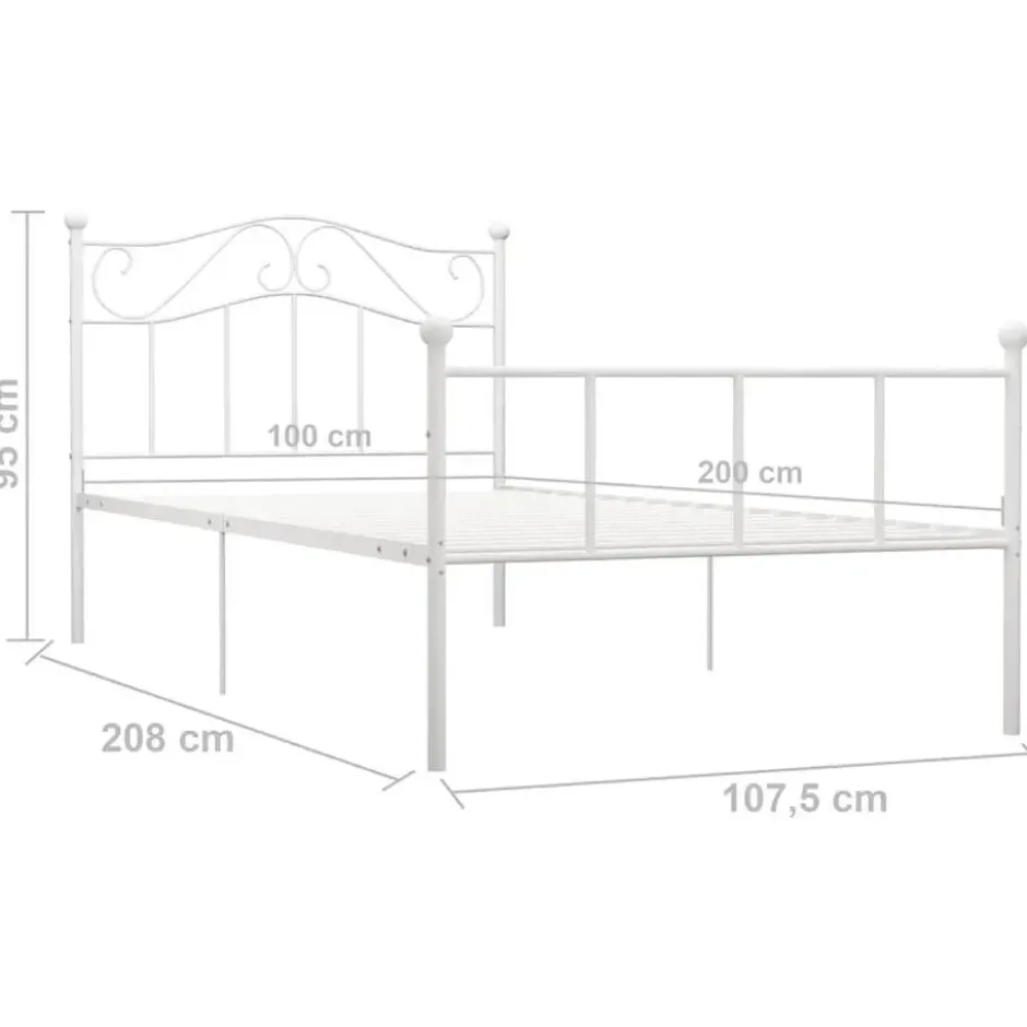 vidaXL - Bed frame met hoofdbord - Wit - Metaal - 100x200 cm