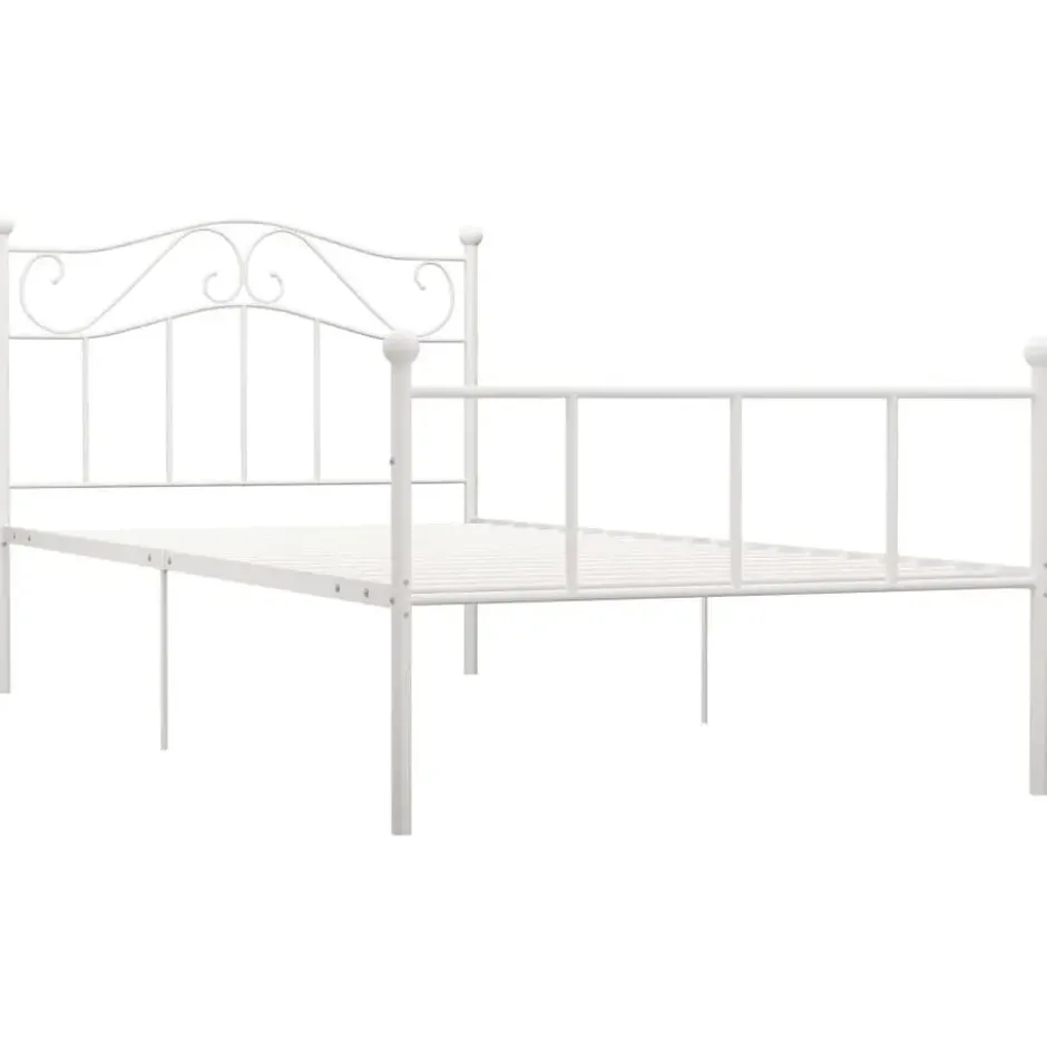 vidaXL - Bed frame met hoofdbord - Wit - Metaal - 100x200 cm