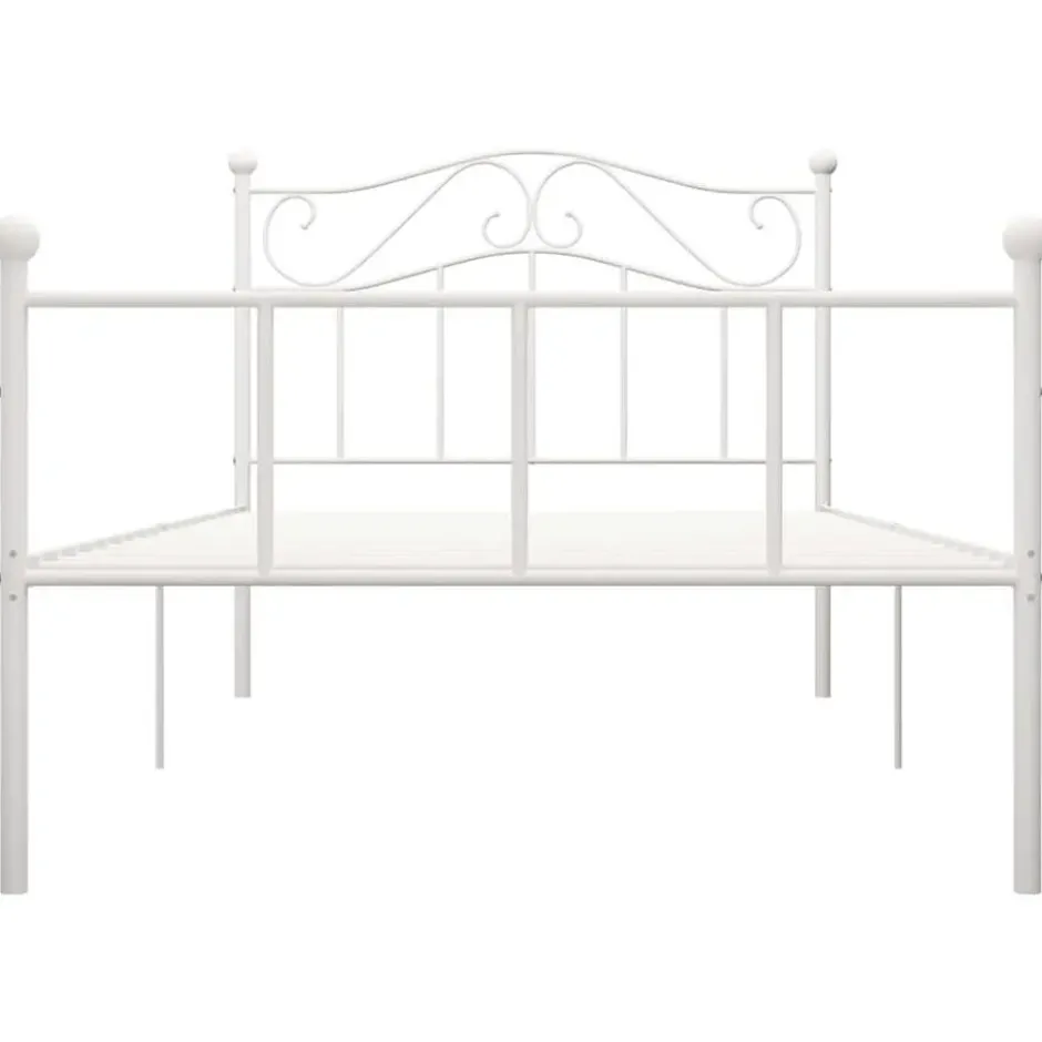 vidaXL - Bed frame met hoofdbord - Wit - Metaal - 100x200 cm
