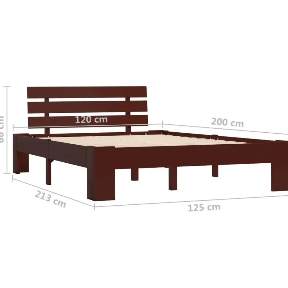 vidaXL - Bed frame met hoofdbord - Donkerbruin - Massief grenenhout - 120x200 cm