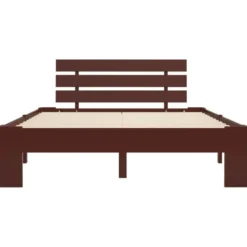 vidaXL - Bed frame met hoofdbord - Donkerbruin - Massief grenenhout - 120x200 cm
