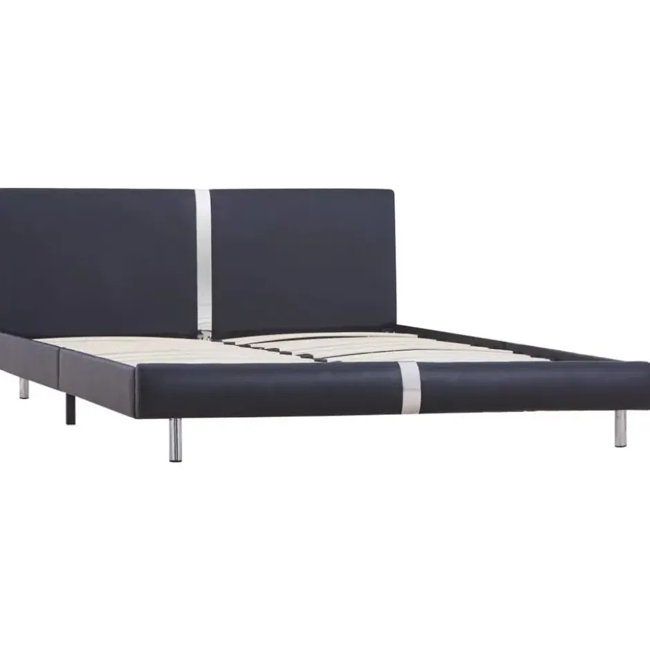 vidaXL - Bed frame met hoofdbord - Zwart - Kunstleer - 120x200 cm