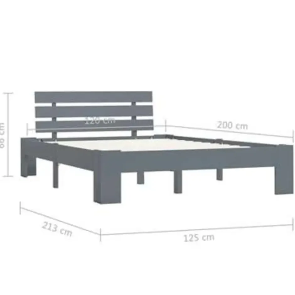 vidaXL - Bed frame met hoofdbord - Grijs - Massief grenenhout - 120x200 cm