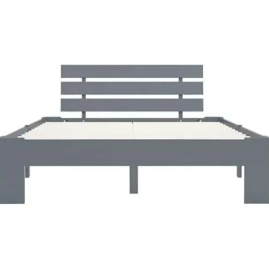 vidaXL - Bed frame met hoofdbord - Grijs - Massief grenenhout - 120x200 cm
