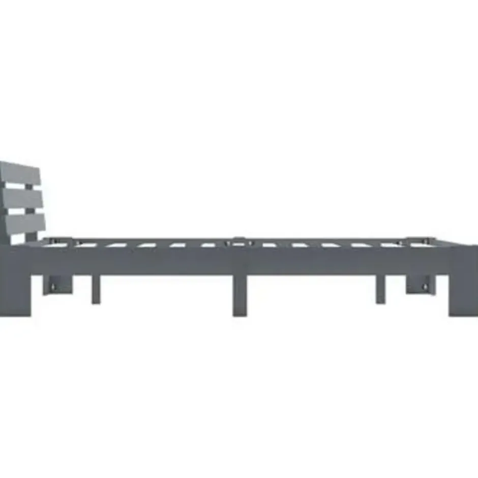 vidaXL - Bed frame met hoofdbord - Grijs - Massief grenenhout - 120x200 cm