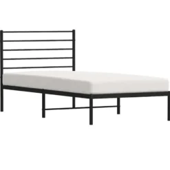 vidaXL - Bed frame met hoofdbord - Zwart - Metaal - 90x200 cm