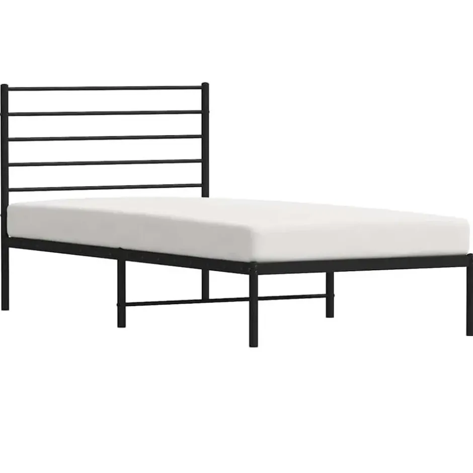 vidaXL - Bed frame met hoofdbord - Zwart - Metaal - 90x200 cm