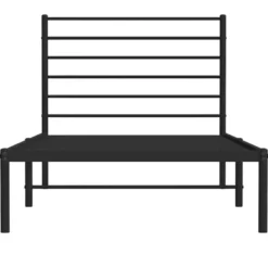 vidaXL - Bed frame met hoofdbord - Zwart - Metaal - 90x200 cm