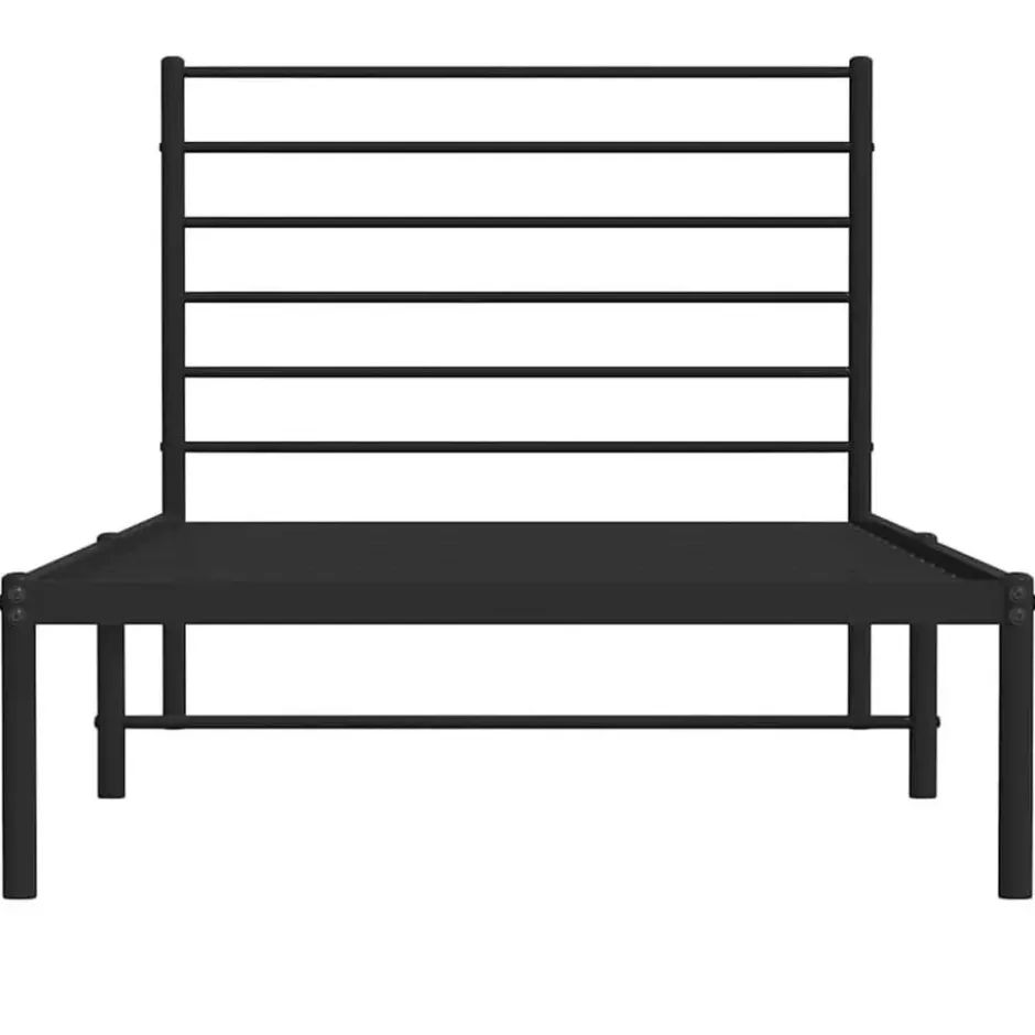 vidaXL - Bed frame met hoofdbord - Zwart - Metaal - 90x200 cm