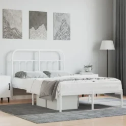 vidaXL - Bed frame met hoofdbord - Wit - Metaal - 120x200 cm