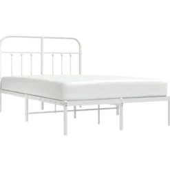 vidaXL - Bed frame met hoofdbord - Wit - Metaal - 120x200 cm