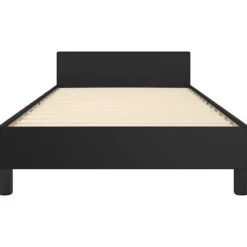 vidaXL - Bed frame met hoofdeinde zonder matras - zwart kunstleer - 90x200 cm