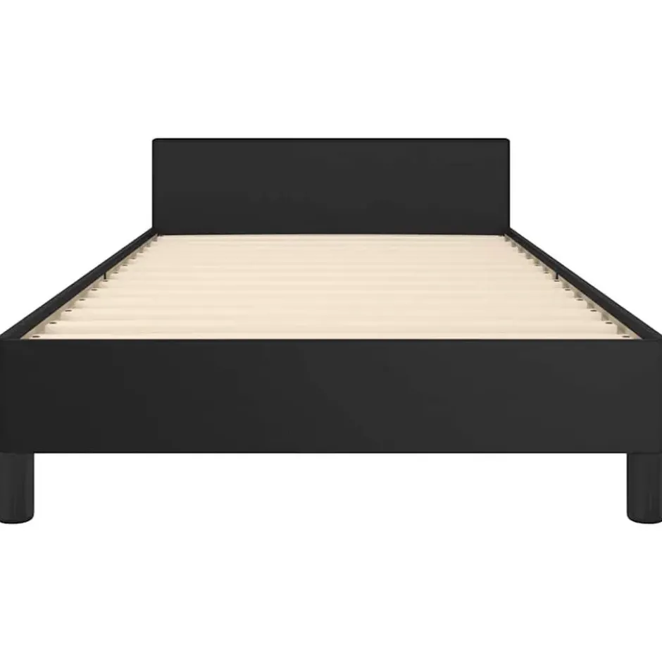 vidaXL - Bed frame met hoofdeinde zonder matras - zwart kunstleer - 90x200 cm