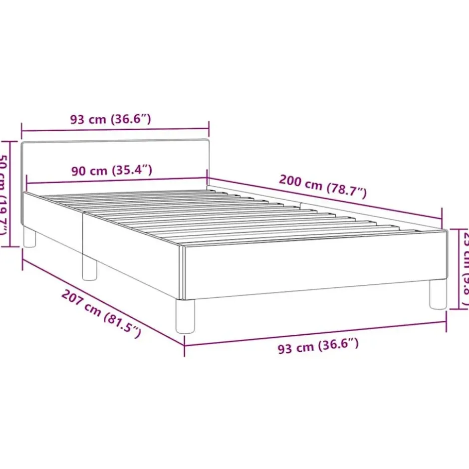 vidaXL - Bed frame met hoofdeinde zonder matras - zwart kunstleer - 90x200 cm