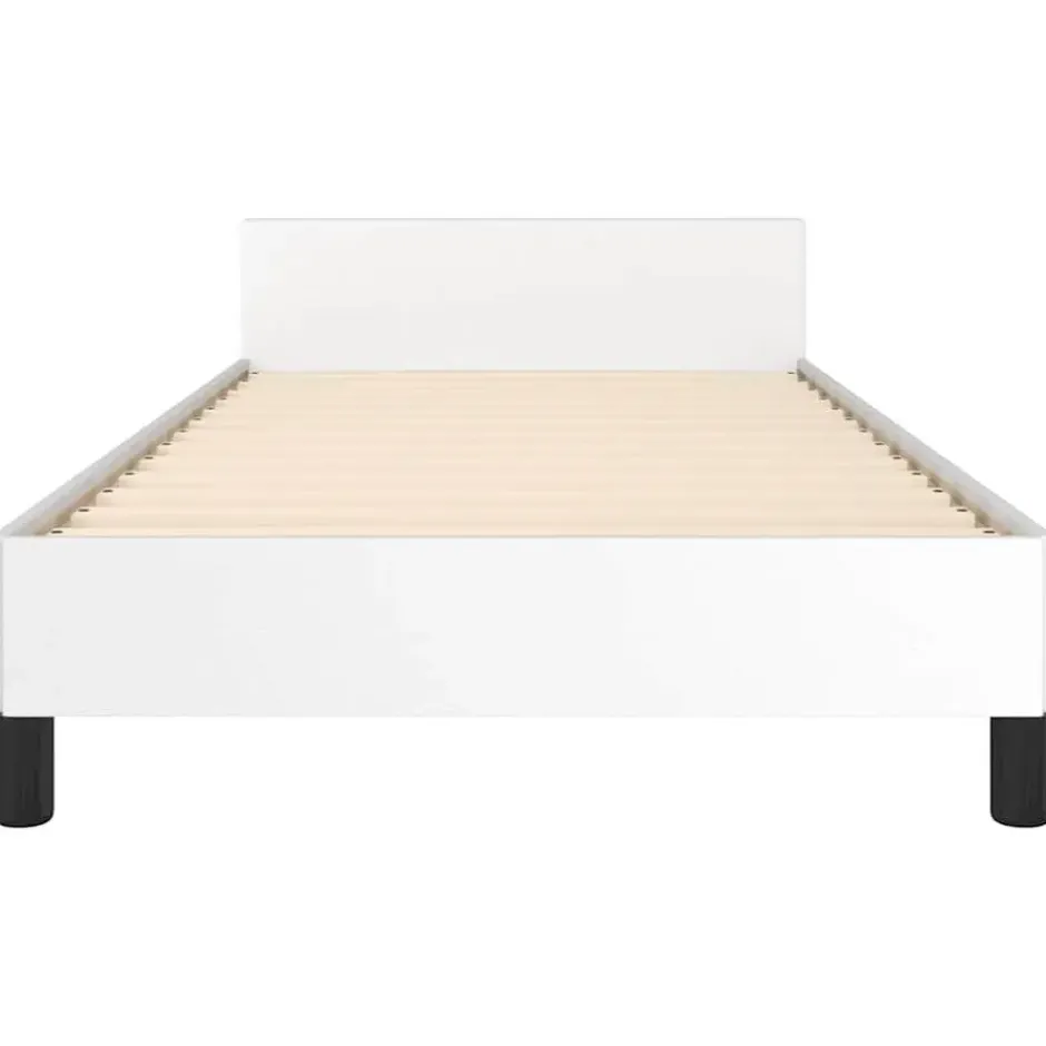 vidaXL - Bed frame met hoofdeinde zonder matras - Wit - Hout - 90x200 cm